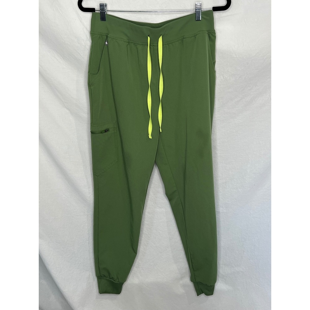Figs Zamora Drawstring Jogger Pants Green Women's Large Scrub Medical READ FLAW